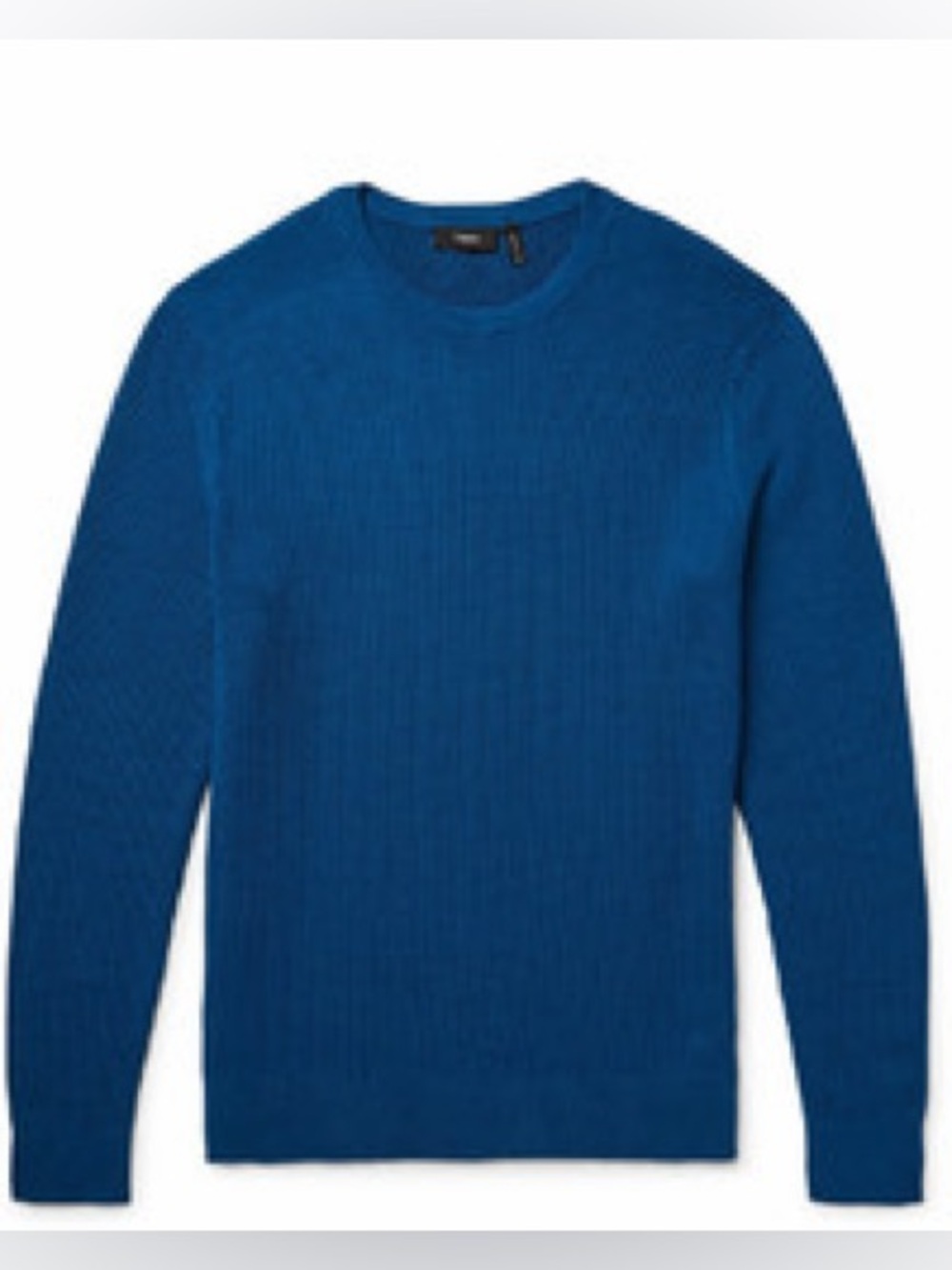 Theory Hilbert Crew Sweater L Blue Cotton Knit Lightweight Pullover